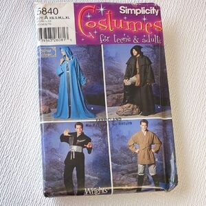 🍀Simplicity 5840 Costume Pattern Teen & Adult Cloak and Tunic XS-XL New uncut